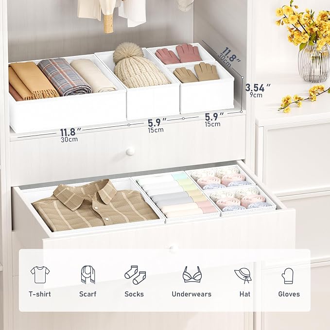 DIMJ Drawer Organizer Clothes - 28 Pack Baby Dresser Organizer for Nursery Closet Organization, Fabric Drawer Organizer Bins for Underwears Socks Bras, Foldable Storage Dividers for Bedroom - Image 3