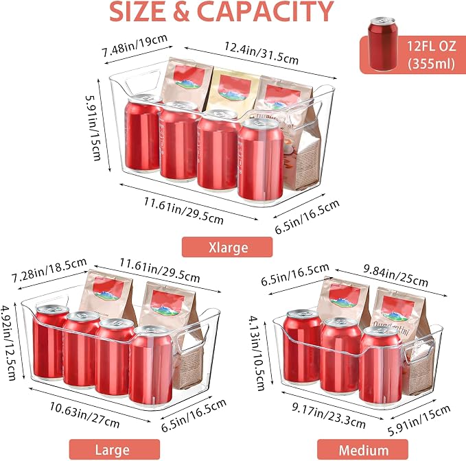 Clear Plastic Storage Bins - 12 Pack Pantry Organizers and Storage,Large Clear Pantry Organizer Bins, Plastic Containers with Handle for Kitchen, Cabinet, Bathroom, Classroom Organization - Image 2