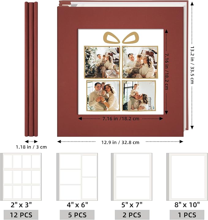 Vienrose Photo Album Self Adhesive for 4×6 & 8×10 Pictures, Red, Fabric Cover Scrapbook Album, DIY 40 Blank Pages for Wedding, Family, Gift, Travel, Milestone Memories - Image 3
