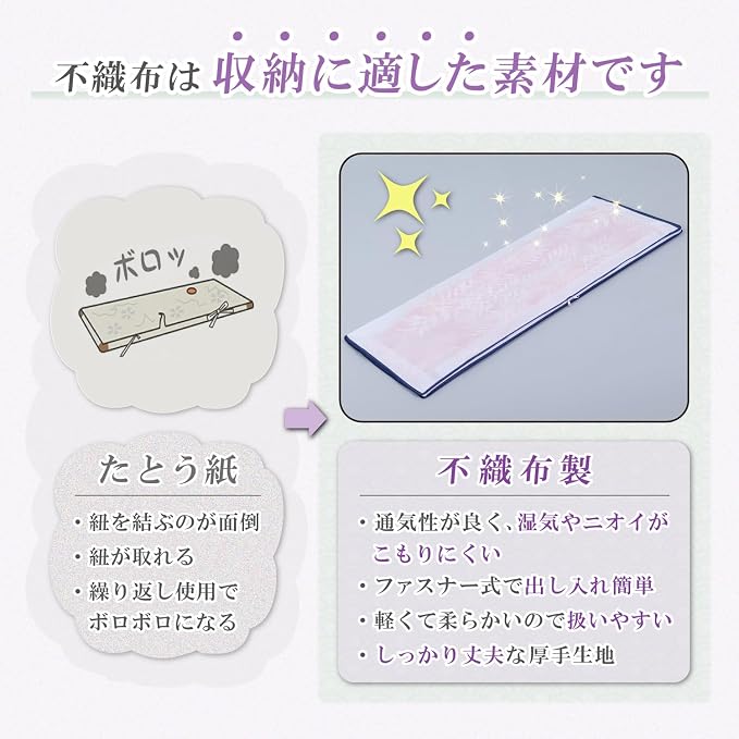 Astro 173-11 Kimono Storage Bags, White, 3-Way Opening, Set of 10, Transparent Window, Non-Woven Fabric, Zipper Type - Image 4