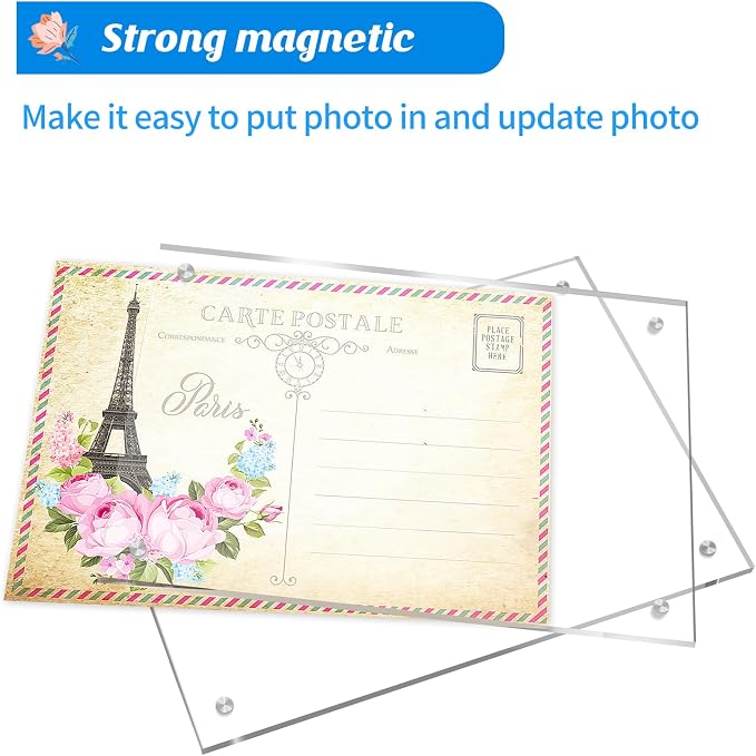 4 Pack Acrylic Picture Frame 8x10 Inch,Clear Magnetic Photo Frames,Double Side Freetanding Frame for Desktop Horizontal or Vertical Display, Certificate Documents Frame for Family,Office | With Base,Double Sided Frameless Floating,Can Horizontal & Vert... - Image 7