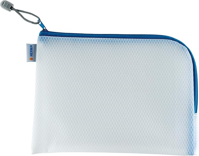 Herma 20007 Zip Toiletry Bag A5, Pack of 10, transparent (26 x 20 cm) small zippered travel pouch for cosmetics, liquids, make-up, toothbrush, clear cosmetic bag with zipper, assorted colours - Image 3
