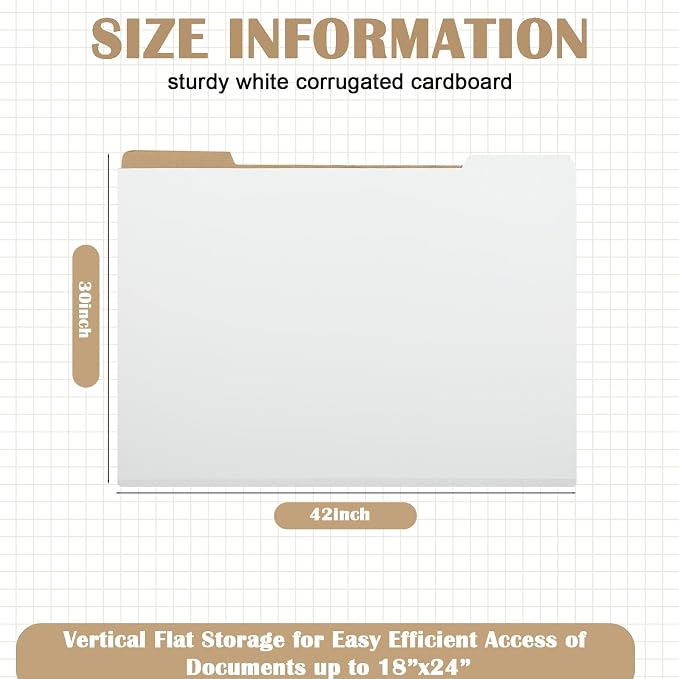 10 Pack Art Portfolio Folders Stores Flat Files Large Corrugated File Folder for Vertical Flat Storage for Artwork Blueprints Plans Drawings Construction Poster(30 x 42 Inch) - Image 2