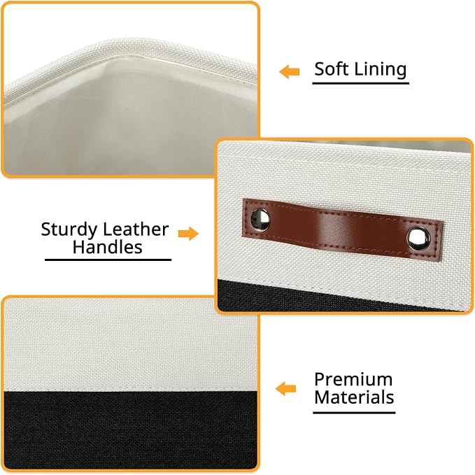 DULLEMELO Storage Baskets, 13 Inch Cube Storage Bins for Shelves Closet Storage, Foldable Linen Closet Organizers Storage Baskets for Closet Storage (4 Pack - 13" White&Black) - Image 3