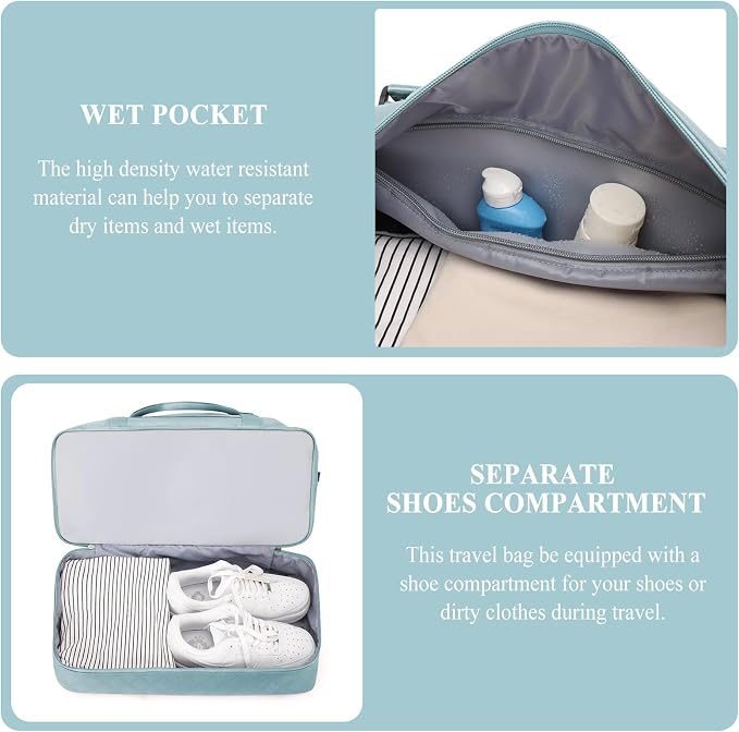 Weekender Bags for Women, Travel Duffel Bag with Shoes Compartment | Overnight Bag with Toiletry Bag, Carry on Personal Item Bag for Travel Business Trips Sport Hospital,Grid Travel Bag Set - Image 5