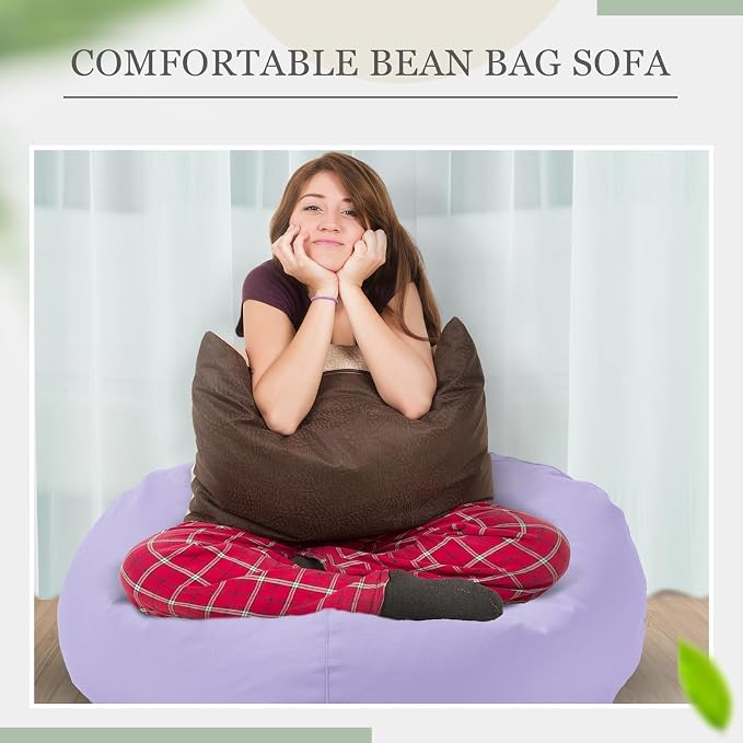 Sliner 2 Pcs Large Stuffed Storage Bean Bag Chair Cover for Kids Adults (no Filler) Stuffable Zipper Beanbag Cover for Organizing Plush Toys or Memory Foam(Light Purple) - Image 5