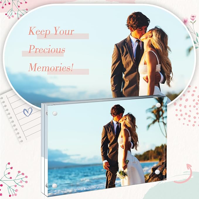 Handepo 50 Pack 4 x 6 Acrylic Picture Frames Bulk Clear Acrylic Magnetic Photo Frames 20mm Thick Double Sided Frameless Freestanding Display for Photos Cards Bedroom Living Room Home Office - Image 5
