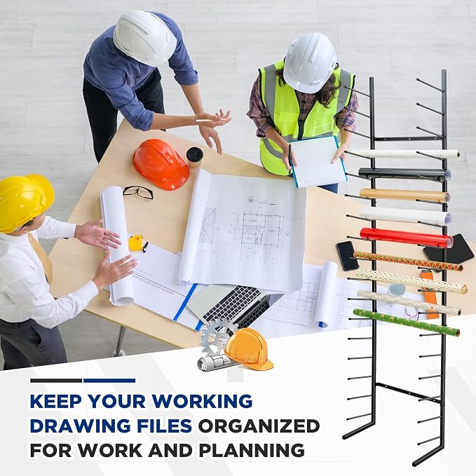 Gisafai 9/17 Tier Wall Mount Blueprint Storage Rack Hanging Vinyl File Roll Poster Display Rack Vertical Art Print Blueprint Holder for Plan Organization(84 x 21 x 11 Inches) - Image 2
