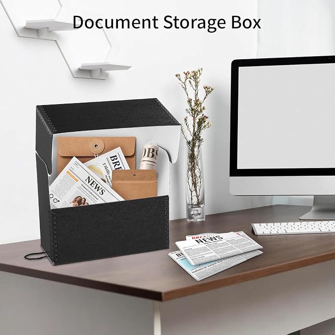 Lineco Archival Document Storage Box, Black, 12.5" x 10.5" x 5" | Letter-Sized, Metal Edge, Acid-Free Boxboard Case, Organize Files, Prints, Photos - Image 6
