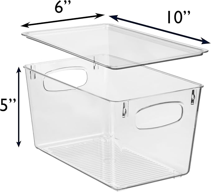 ClearSpace Pantry Storage Bins with Lids for Kitchen & Fridge, 6 Pack | Clear storage bins with lids keep pantry, fridge, and cabinets organized while protecting food and maximizing storage space - Image 4