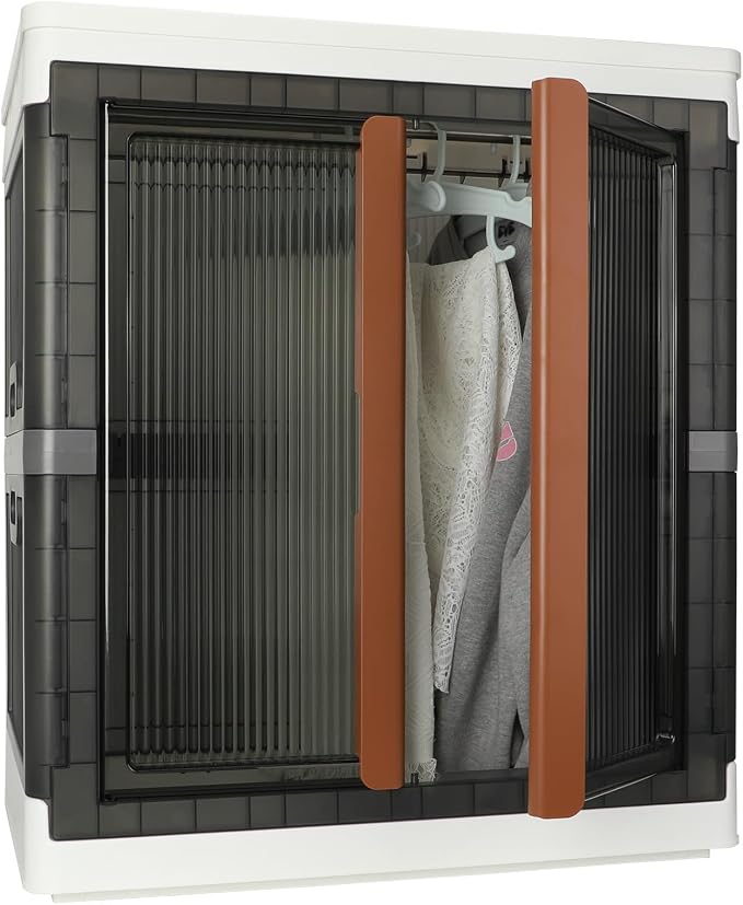 Wardrobe, Closet, Collapsible Storage Cabinet, Useful Box with Large Capacity, 37.5 Gal (142 L), Stackable on Box (19 Gal), Easy Storage of Clothes, Installation Free by AssHMKITOfficial