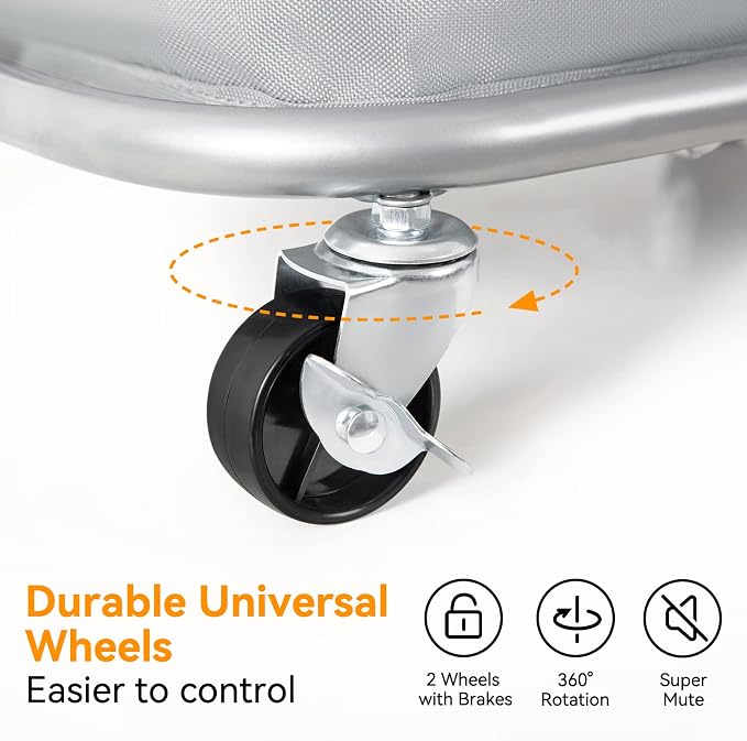WOWLIVE 100L Rolling Laundry Basket with Wheels, Tall Laundry Hamper | Laundry Cart with Steel Frame and Removable Bag, Foldable Dirty Clothes Hamper for College Dorm, Laundry Storage, Grey - Image 7