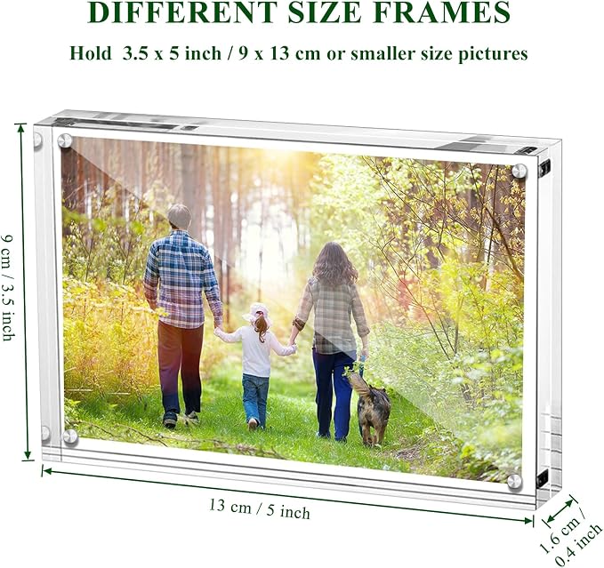 Boxalls 3.5x5 Inches Acrylic Picture Frames - 5 Pack, Clear Frameless 3.5x5 Photo Frames with Magnetic, Double Sided Transparent Desktop Frame(5 Pack) - Image 4