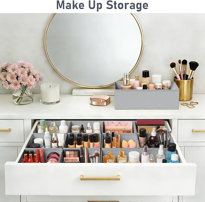 DIMJ Drawer Organizer Clothes 26 Pack - Foldable Baby Organizers and Storage & Closet Organizers for Bedroom, Closet - Nursery Organization Dresser Dividers for underwear, Sock,Bra, Belt, Tie,Gray - Image 5