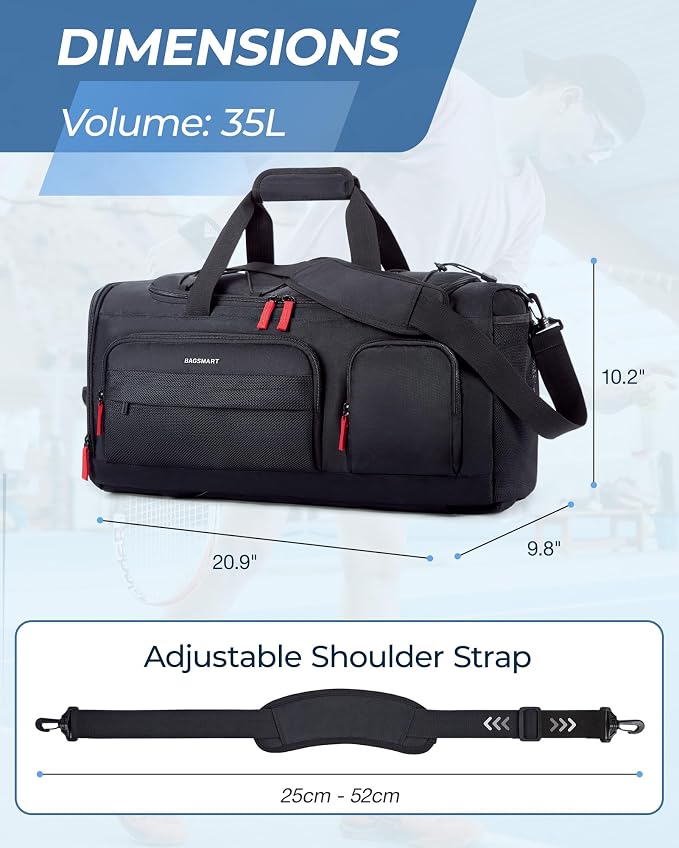 BAGSMART Gym Bag for Men, Athletic Sports Backpack Travel Hiking Duffel | 3-In-1 Gym Bag for Travel Clothes & Padded 13.3" Laptop, with Waterproof Wet Pocket & Shoe Compartment for Travel Camping - Image 2