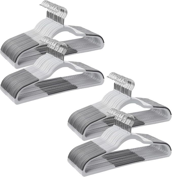 SONGMICS Clothes Hangers, Set of 100, Non-Slip, Space-Saving | Plastic Coat Hangers, Heavy Duty with 360-Degree Swivel Hook, Light Gray and Dark Gray, BREANNA Collection by Unknown