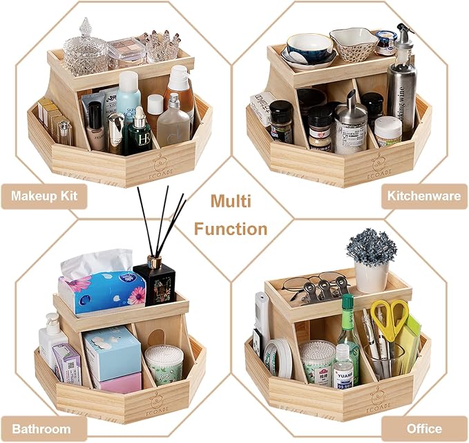 Wooden Diaper Caddy Organizer - 360 Degrees Rotating Caddy with Removable Dividers, Nursery Diaper Organizer - Image 8