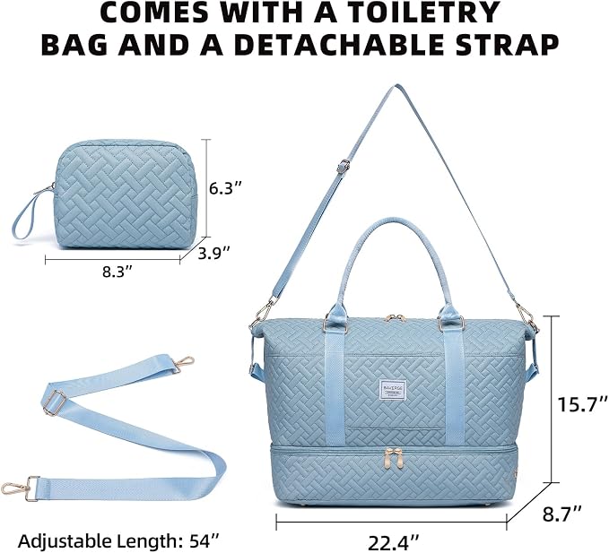 Duffle Bag for Travel, Weekender Bag with Shoe Compartment, Carry On Overnight Bag for Women with Toiletry Bag, Gym Bag with Wet Pocket, Hospital Bags for Labor and Delivery Beige - Image 2