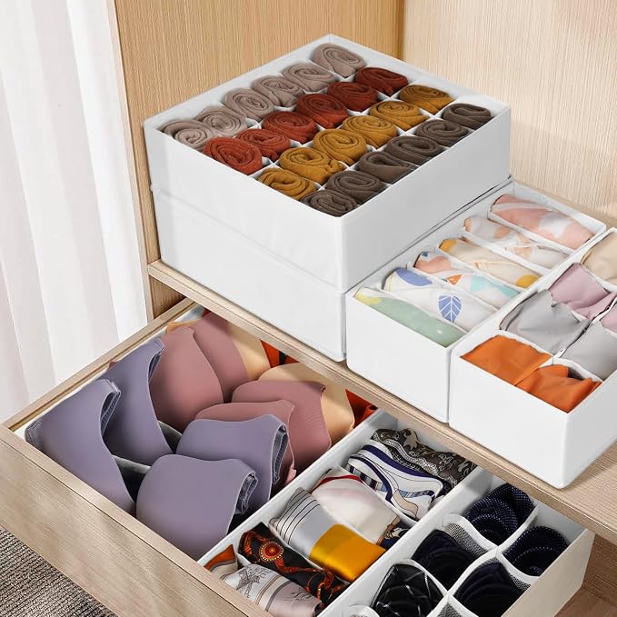 12 Pack Drawer Organizers for Clothing, 116 Large Compartments Fabric Dresser Closet Organizers and Storage Bins for Baby Clothing, Women Men Underwear Socks, Bra, Ties, College Dorm Room Essentials - Image 5