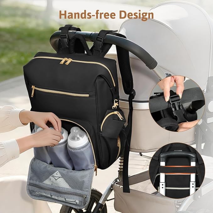 Lekesky Pañaleras para bebe, Diaper Bag Backpack for Baby, Large Capacity Diaper Bag with 16 Pockets, 1.52lb Lightweight Waterproof Diaper Backpack with Changing Pad, Stroller Bag for Mom Dad Travel - Image 7