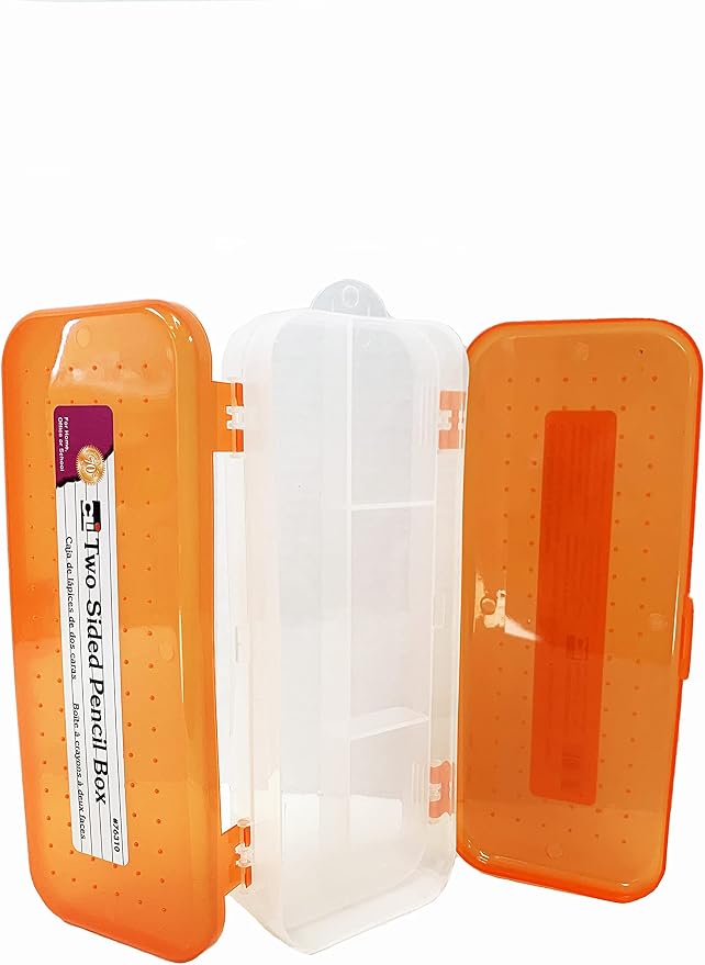 Charles Leonard Double Sided Pencil Box Pencil Case, 5 Compartment Organizer, Plastic, Assorted Colors, 8.5" W x 3.5" x 1.5" H, Bulk Pack of 24 (76310-ST) - Image 4