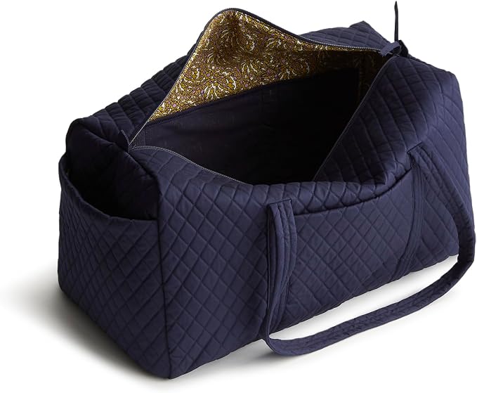 Vera Bradley Women's Premium Cotton Large Original Duffel Bag – Carry On Weekender Travel & Gym Bag – Peacoat, 58L - Image 5