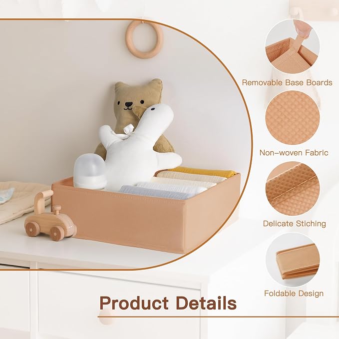 Drawer Organizer Clothes, 21 Pack Dresser Organizer for Baby Clothes, Underwear, Sock - Foldable Closet Organization and Storage Dividers Bins for Nursery, Bedroom (Brown) - Image 3