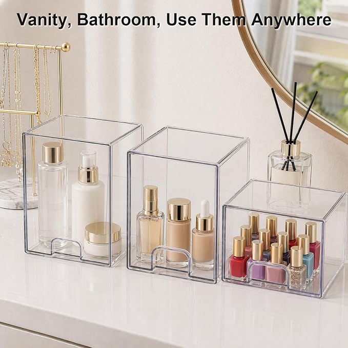 QRRICA Baby Bottle Organizer for Countertop, 5-Piece Stackable Clear Acrylic Storage with Non-Slip Pads & Handles – Large Capacity for Kitchen, Pantry, Bathroom, Vanity, Cabinet - Image 2
