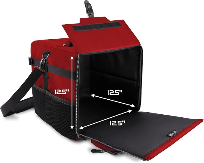 ENHANCE Board Game Shoulder Bag - Collector's Edition Board Game Storage with Shoulder Strap and Accessories Pockets for Dice, Cards, More - Reinforced Carrier Protects Tabletop Games (Dragon Red) - Image 3
