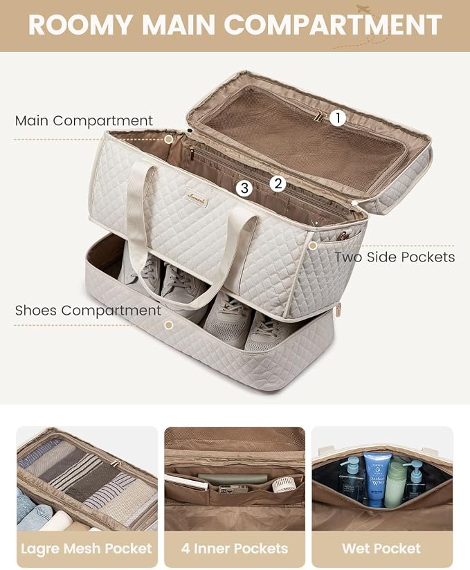 LOVEVOOK Large Travel Duffle Bag, Weekender Bags for Women With Shoe Compartment, Overnight Hospital Bag For Women Labor Delivery, Carry on Bag Personal Item Travel Bag, Yoga Gym Duffel Bag - Image 4