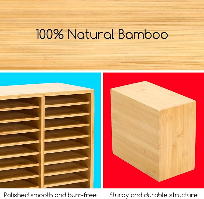 MEEDEN Bamboo Marker Holder Organizer: Holds 126 Pens with 18 Compartments- Art Supply Storage & Holder for Alcohol Markers，Pens，Pencils - Image 6
