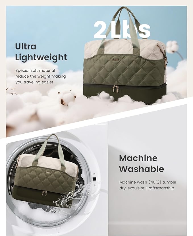 LOVEVOOK Travel Carry On Bag for Women, Lightweight Weekender Bags with Shoe Compartment, Wet Pocket, Hospital Overnight Bags for Women Labor Delivery, Personal Item Duffle Bag for Gym, Sport - Image 4