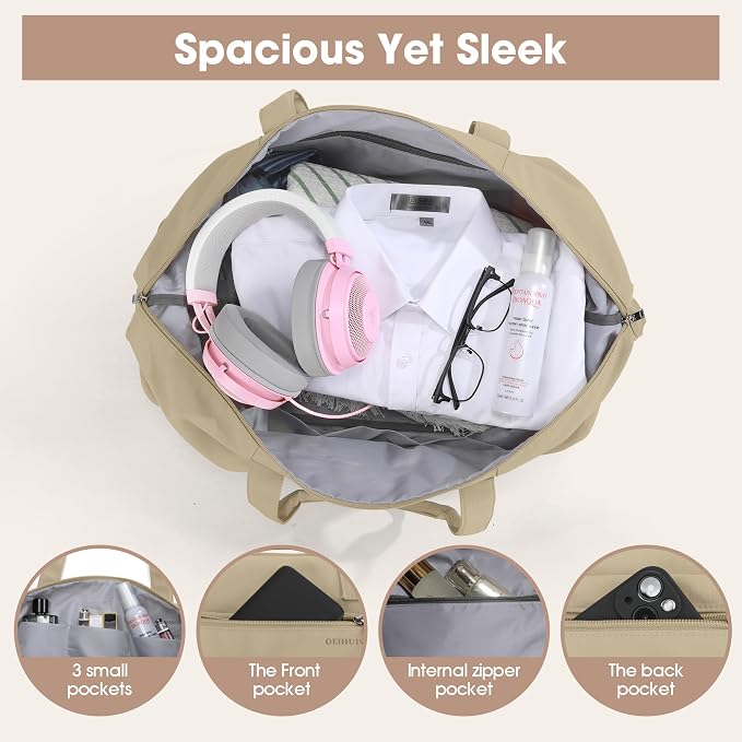 Oeihuivt Weekender Bags for Women with 3 Extra Pack - 21 Inch Large Travel Duffel Bag Set with Shoe Compartment, Heavy-Duty nylon Carry On Overnight Tote - Image 4