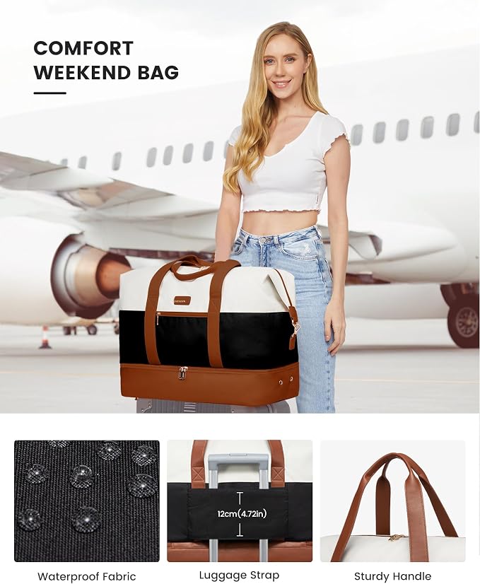 LOVEVOOK Weekender Bag for Women, Large Duffle Bag for Travel with 2 Packing Cubes, Carry on Overnight Bag with Shoe Compartment, Mom Hospital Bags for Labor and Delivery - Image 7
