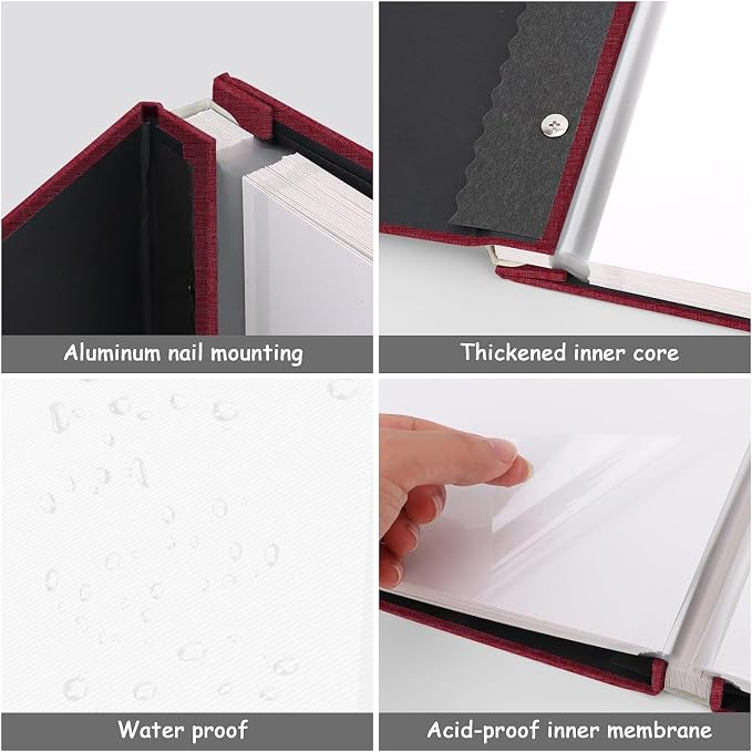 Zesthouse Photo Album Self Adhesive Pages, 60 Pages Magnetic Scrapbook Albums with Sticky Page, Photos Album Holds 8x10 & 5X7 & 4x6 & 6x8 & 3x5, Large Picture Book Ideal Gift for Family Wedding Baby - Image 6