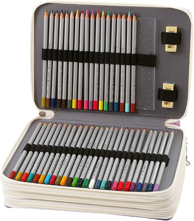200 Slots Colored Pencil Case Organizer | 4-Layer Zipper Portable Art Supply Organizer,Oxford fabric Large Capacity Pencil Case with Handle for 200 Watercolor Pencils - Image 3