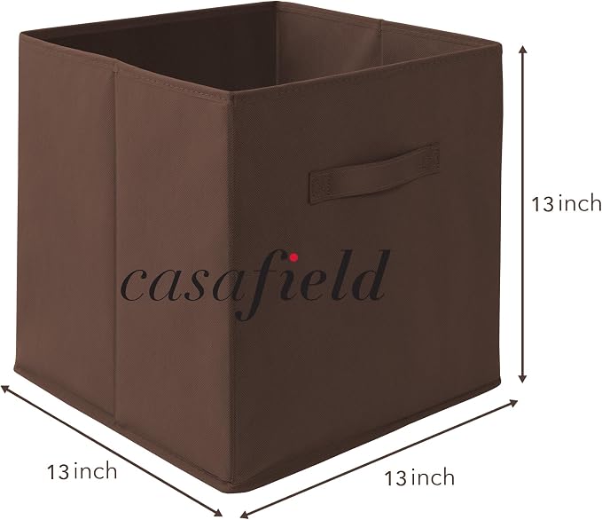 Casafield Set of 12 Collapsible Fabric Cube Storage Bins, Brown - 13" Foldable Cloth Baskets for Shelves, Cubby Organizers & More - Image 7