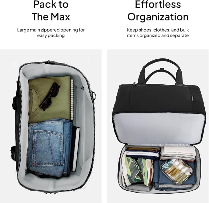 Travel Duffle Bag for Women,40L Weekender Bags Airline Approved Carry On with Shoe Compartment & Waterproof Wet Pocket, Durable Nylon Weekender Overnight Bag for Travel, Gym, Business Trip, Black - Image 4