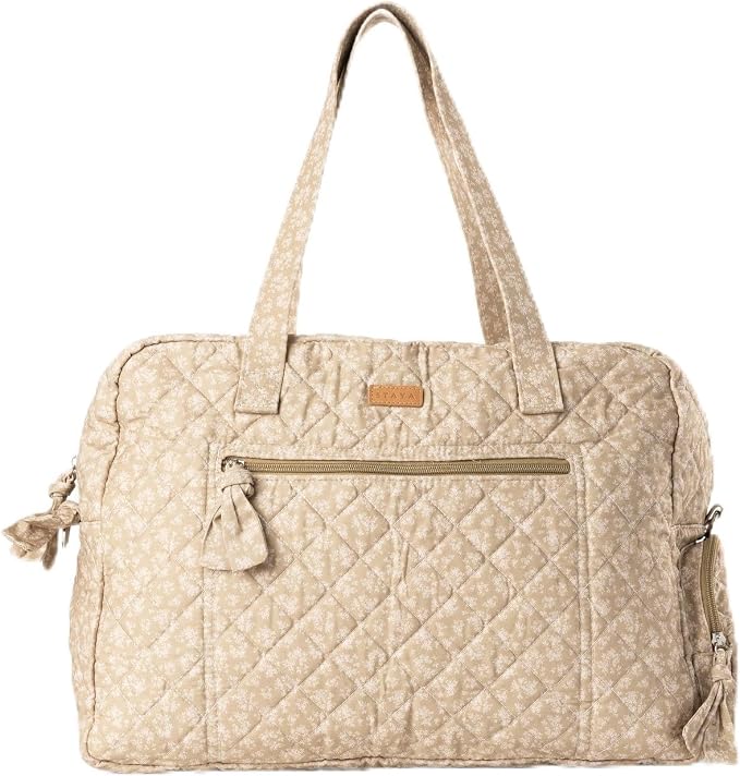 Staya Hospital Bag for Labor & Delivery - Quilted Weekender Bag for Women | Soft cotton quilted duffle, carry-on size, overnight & weekender bag, roomy with pockets, shoulder strap included by StayaBaby