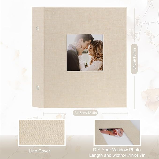 Photo Album 6x4 1000 Pockets Slip in Large Capacity Album for Family Wedding Anniversary Linen Album Book Holds 1000 Horizontal and Vertical 10x15cm Photos(1000 Pockets, Beige) - Image 2