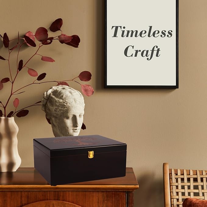 Tree of Life Wooden keepsake Box - Wooden Decorative Boxes with Lids - Wood Decorative Storage Boxes with Lids - Memorial Box (Tree of Life Black, Small) - Image 7