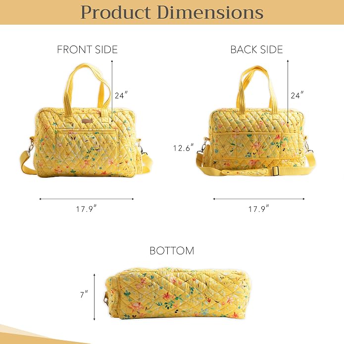 Maison d' Hermine Weekender Bags for Women Cotton Quilted Duffel Overnight Luggage Weekend Bag for Men Gym Gifts Travel | Overnight Luggage Weekend Bag for Men Gym Sports Gifts Duffle bag Business Travellers Trip Spring Summer - Image 6