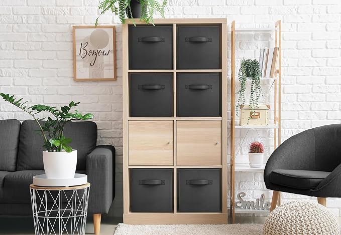 Sorbus Foldable Storage Cubes - 6 Pack, 11 Inch, Black, Fabric, Foldable, Storage and Organization, Versatile Use, Collapsible Storage, Lightweight and Durable - Image 4