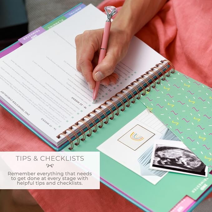 Clever Fox Pregnancy Journal, Expecting First Time Mom Planner Aquamarine | Organized pregnancy & baby diary with weekly countdown calendars & checklists, maternity memory book, ivf 9 x 10.5 in - Image 4