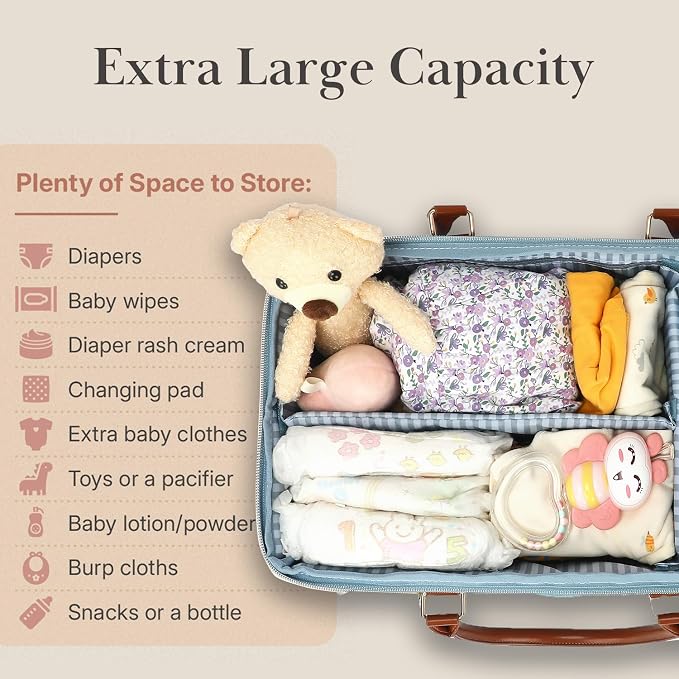 DOKUS & CO Luxe Diaper Caddy Organizer, Extra Large Collapsible Nursery Storage Tote for Baby Essentials & Travel - Image 6