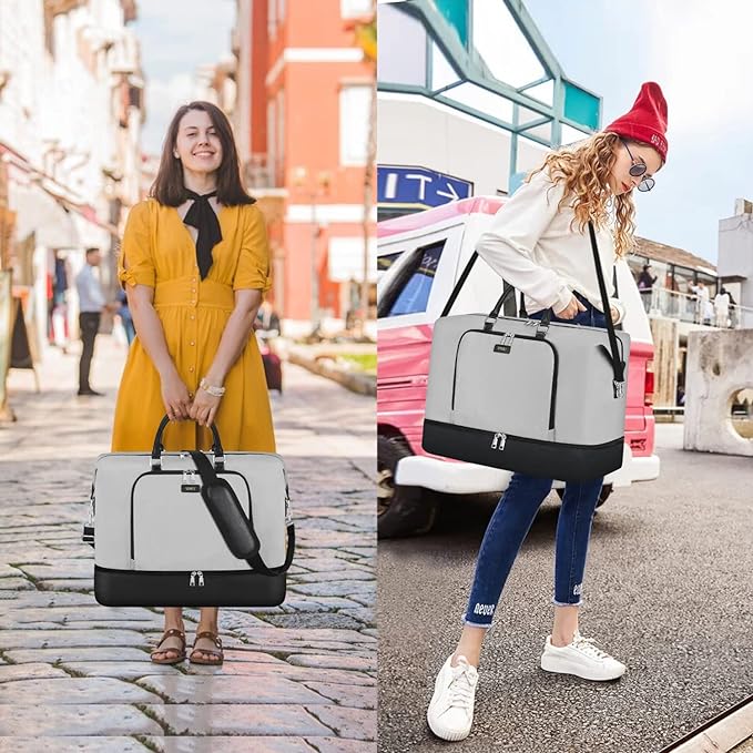 TIBES Travel Weekender Bag for Women, Overnight Bag with Shoe Compartment | 3PCS Large Travel Duffel Bag for Gym, Travel, Hospital, Business Trip, Carry On Tote, Wet & Dry Separation, Water Resistant - Image 2