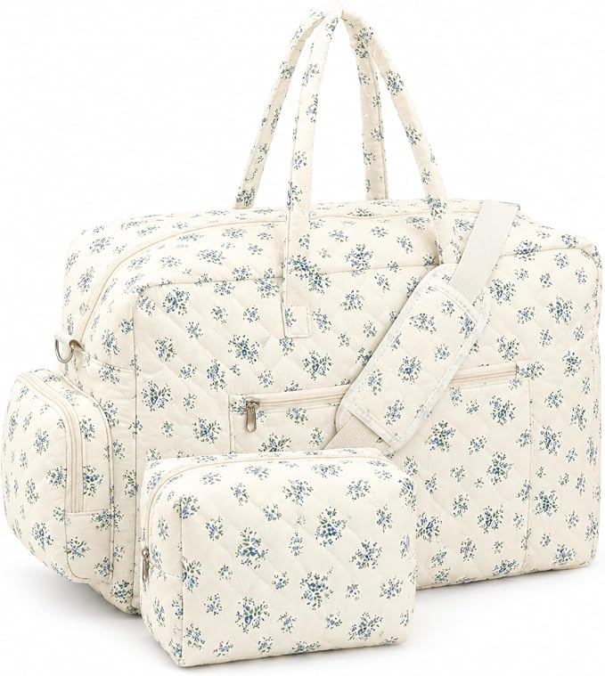 Abbylike Hospital Bag for Women, Quilted Weekender Duffle Bag,Cottage by Abbylike