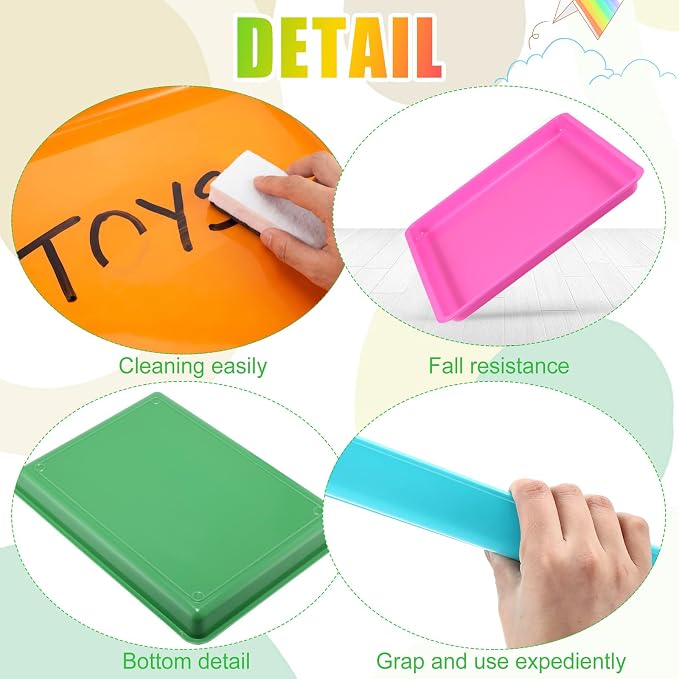 Maitys 15 Pack Plastic Art Trays 12 x 16 Inch Activity Crafts Trays Sensory Tray DIY Projects, Painting, Beads, Jewelry Office Home Organizer Arts and Crafts Supplies(Vibrant Color) - Image 2