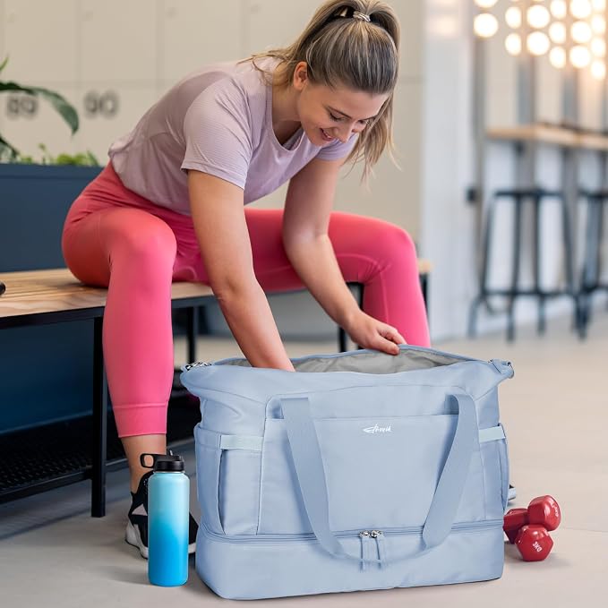 Gym Bag for Women, 45L Carry On Travel Duffel Bag with Shoes Compartment | Weekender Overnight Duffel Bag with Wet Pocket, Hospital Bag for Women Labor Delivery, Carry On Bag for Travel, Gym, Weekend - Image 2