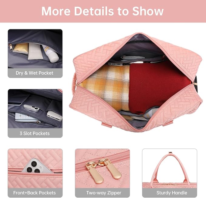 Duffle Bag for Travel, Weekender Bag with Shoe Compartment, Carry On Overnight Bag for Women with Toiletry Bag, Gym Bag with Wet Pocket, Hospital Bags for Labor and Delivery Beige - Image 5